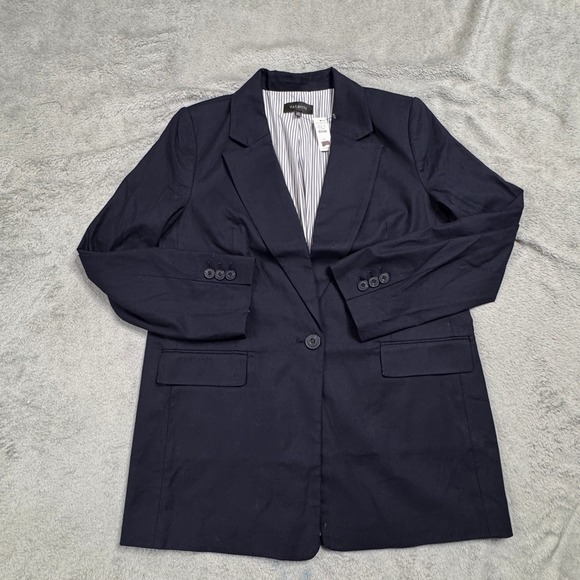 Talbots Jackets & Blazers - NWT Talbots Women's Navy Blue Cotton Linen Blend Single Button Blazer Size 10‎